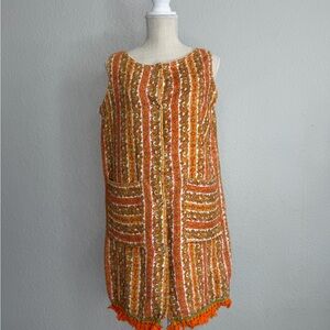 60s/70s Caper Coat Towel Fabric Button Up Dress